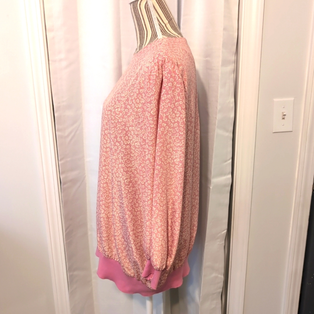 Vtg. Jo Hanna York Women's Size 18 Pink Floral Long Sleeve Blouse‎ - Picture 6 of 11